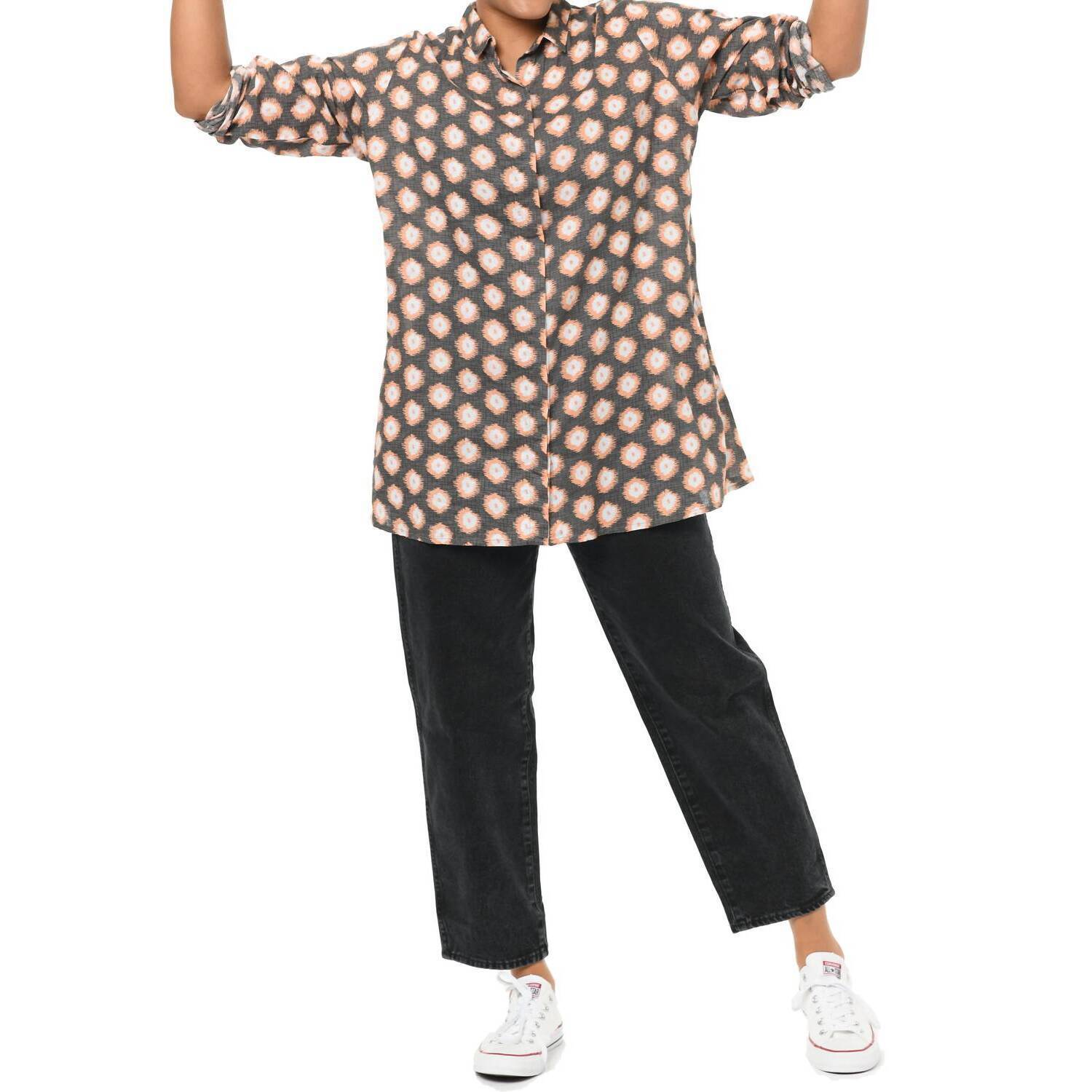 New Tulip Clothing Logan Button Down Top In Apricot Gypsy